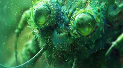 Illustration of Microscopic Parasite Monster. Generative AI.