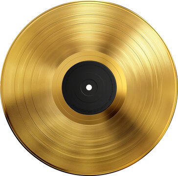Gold vinyl record isolated isolated.