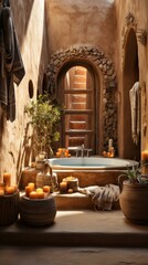 Fototapeta na wymiar b'Bathroom in a luxury desert resort'