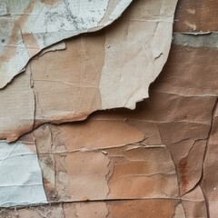 b'Close-up of a peeling wall with brown and white layers'
