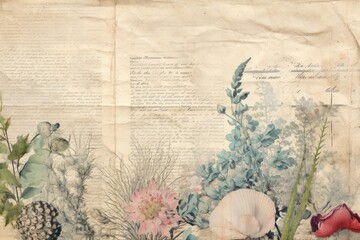 Shell border flower plant paper.