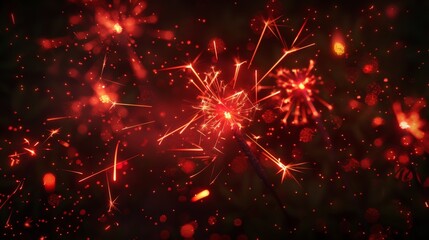 Naklejka premium Explosive fireworks display at night