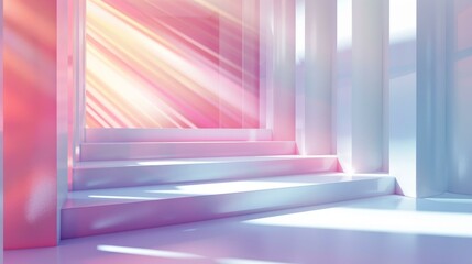 b'pastel color 3d rendering background with empty staircase'