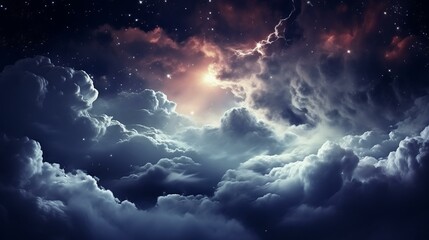 b'Starry Night Sky with Clouds'
