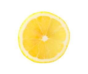 Top view of beautiful yellow lemon half isolated on white background with clipping path in png file format