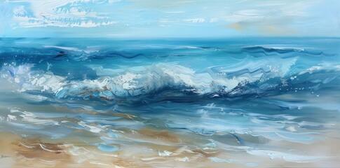 Immerse in Tranquility: Abstract Waves with Calming Colors and Gentle Brushstrokes. 