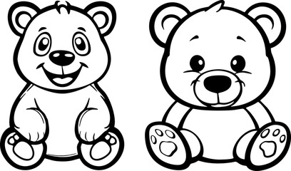 bear icon happy cute cartoon black and white