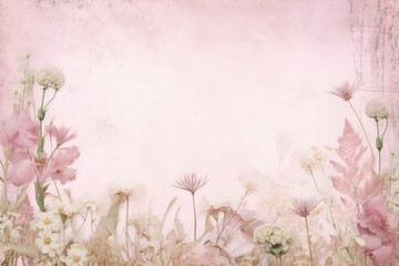 Pink dried flowers border backgrounds pattern plant.