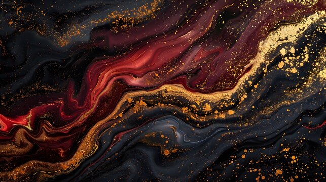 Abstract Red rose and Black Marble Background. Gold abstract red rose marble background art paint pattern ink texture watercolor grey fluid wall. Abstract liquid gold design luxury wallpaper
