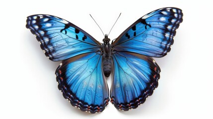 Blue butterfly on white surface