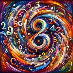 Vibrant Abstract Numbers Colorful and Dynamic Digital Art for Creative Projects - obrazy, fototapety, plakaty