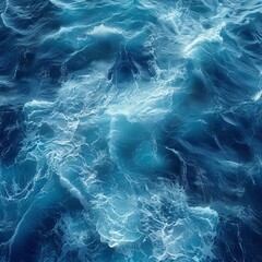 Fototapeta premium b'Deep blue ocean surface with white sea foam'