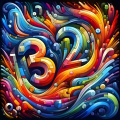 Vibrant Abstract Numbers Colorful and Dynamic Digital Art for Creative Projects