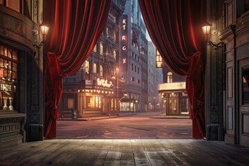 Fototapeta premium Empty city stage lighting street alley.