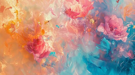 Abstract colorful background with blooming flowers