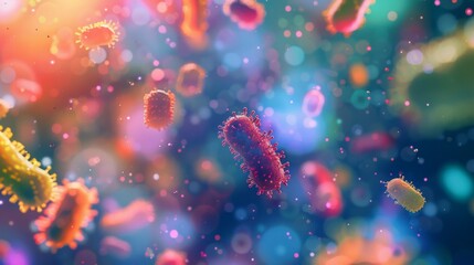 Colorful microbe cells - obrazy, fototapety, plakaty