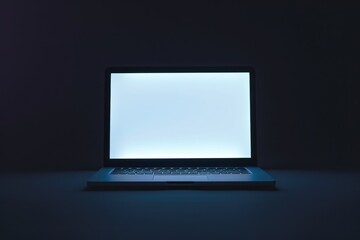 A blank laptop screen superimposed with a vintage typewriter font, blending the old and new forms of communication.