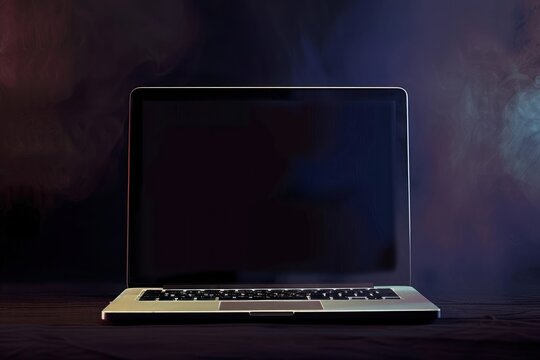 A blank laptop screen superimposed with a vintage typewriter font, blending the old and new forms of communication.