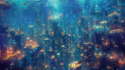 Obraz na płótnie Canvas Futuristic Modern Underwater City