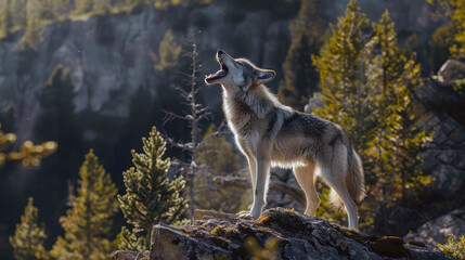 Gray wolf (Canis lupus) in Yosemite National Park, California, USA.