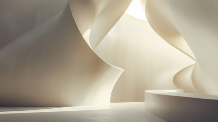 modern abstraction sculpture in a white room
