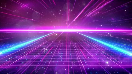 abstract futuristic illustration with synthwave background  sci-fi retro style dark. seamless looping overlay 4k virtual video animation background - Powered by Adobe