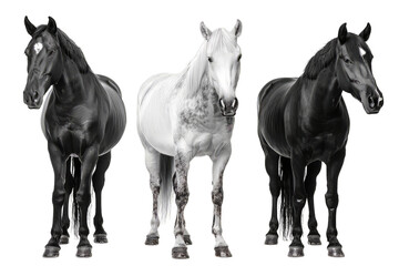 horses isolated on white