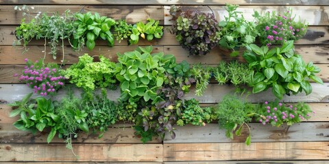 Fototapeta na wymiar Culinary Herb Wall for Fresh Flavors