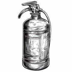 Red fire extinguisher isolated on white background. Watercolor vector illustration.