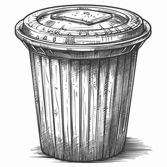 Vector illustration of a trash can. Hand drawn doodle style.