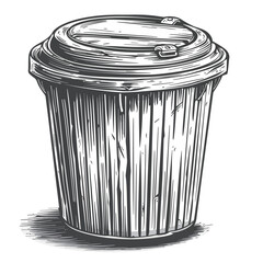 Vector illustration of a trash can. Hand drawn doodle style.