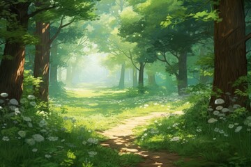 Forest green landscape sunlight