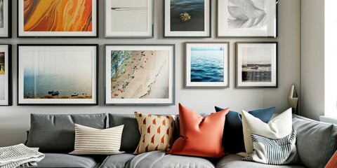 gallery wall that reflects artistic expression and personal taste, curating a mix of artwork