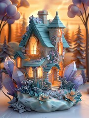 Obraz premium An amethyst glints under the sun, casting reflections of a Wild West town
