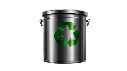 green trash can isolated on a transparent background 