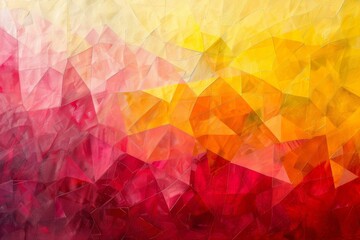 A colorful abstract painting with red, yellow, and orange tones