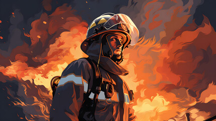 illustration of a Firefighter work