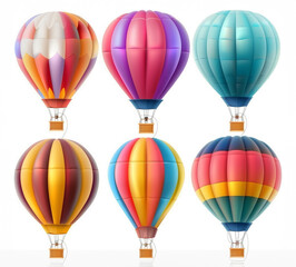 Realistic 3D Hot Air Balloons Set On white background