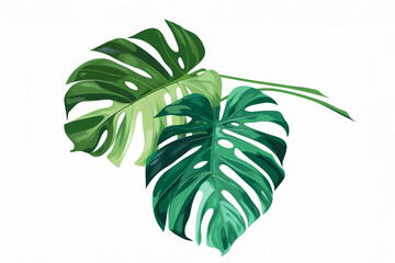 abstract caligrafitti style monstera leaf on a white backround