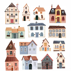 Naklejka premium Home Haven Clipart Collection on white background