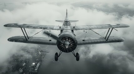 Old fighter aircraft in black and white