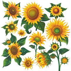 Sunflower Spectacle Clipart Collection on white background