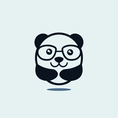 panda combination with glasses vector logo,