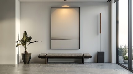 Mock up poster in modern hallway