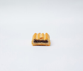Appetizers, baked yellow flour filling copy paste isolated from white background