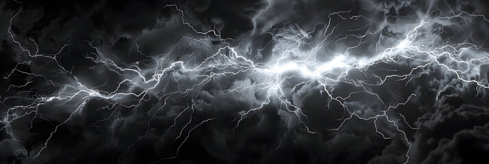Branched lightning bolt Generative AI,Tunder lightning bolts isolated on black background, abstract electric concept - obrazy, fototapety, plakaty