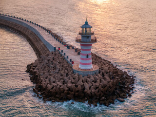 The liberty lighthouse in sunrise in Lingshui, Hainan, China.
