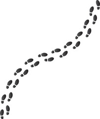 The footprint trail of human, footprints tracking path, long chain of human traces