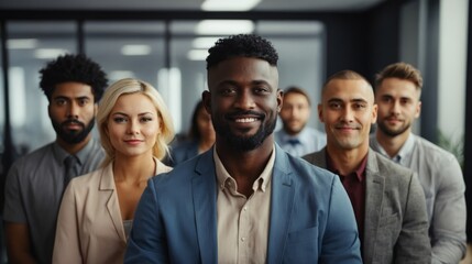 Obraz premium Diverse Group of Office People in Meeting Room Different Races Men Women Asian Black African American White Hispanic Harmony Unity