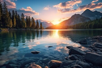 Crystal clear lake wilderness landscape